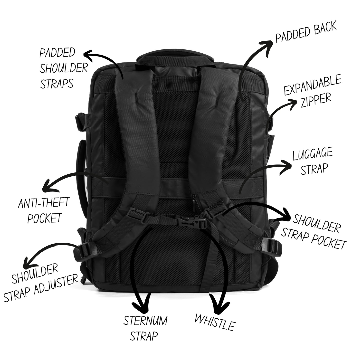 PACK GO & EXPLORE TRAVEL BACKPACK (BLACK)