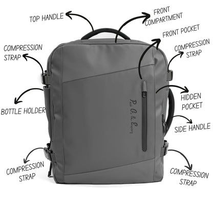 Pack Go and Explore Backpack Gray front features description