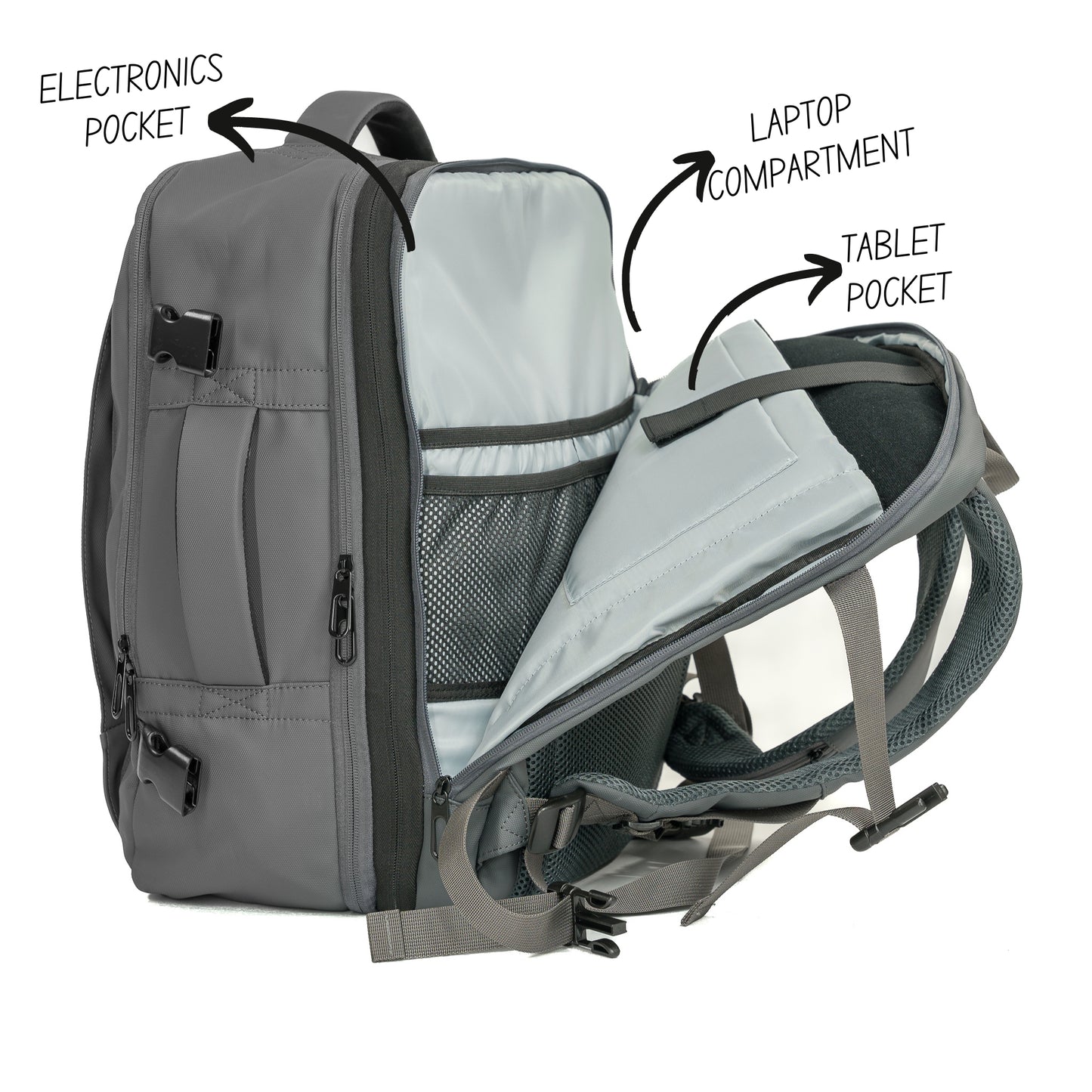 Pack Go and Explore Backpack Gray Laptop features description