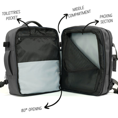 Pack Go and Explore Backpack Gray middle compartment features description