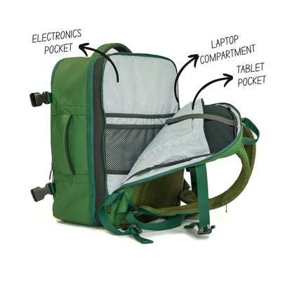 Pack Go and Explore Green Backpack laptop compartment description